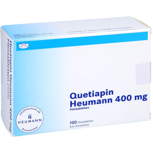 Das Produktfoto zeigt Quetiapin Heumann 400 Mg Filmtabletten (100 stk) PZN 01786787
