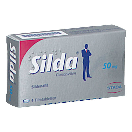 Das Produktfoto zeigt Silda 50 Mg Filmtabletten (4 stk) PZN 01795065