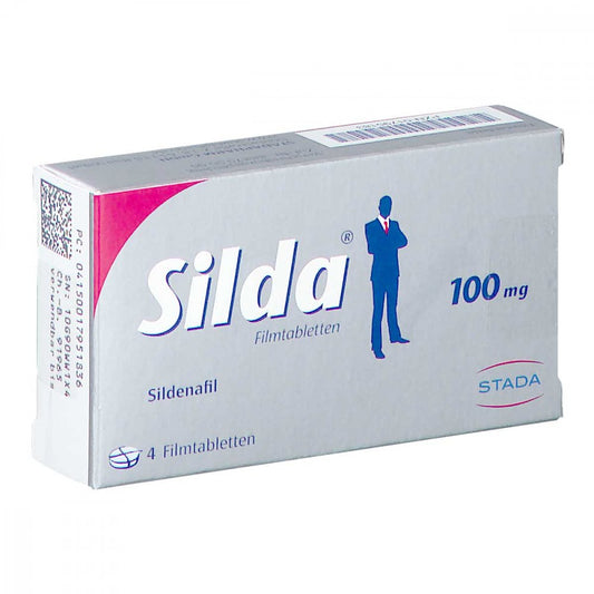 Das Produktfoto zeigt Silda 100 Mg Filmtabletten (4 stk) PZN 01795183
