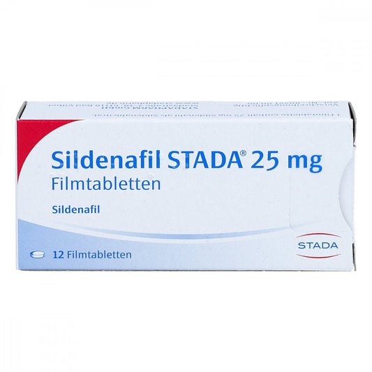 Das Produktfoto zeigt Sildenafil Stada 25 Mg Filmtabletten (12 stk) PZN 01795958