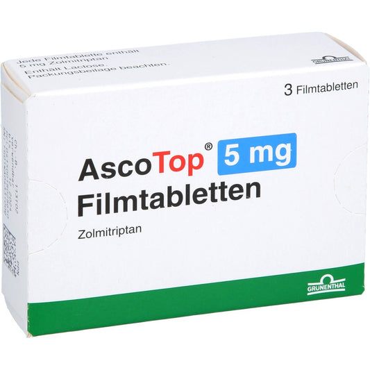 Das Produktfoto zeigt Ascotop 5 Mg Filmtabletten (3 stk) PZN 01802865