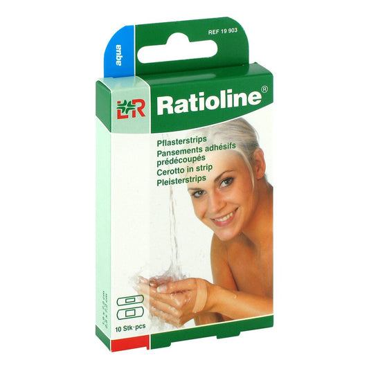 Das Produktfoto zeigt Ratioline Aqua Pflasterstrips In 2 Größen (10 stk) PZN 01805214