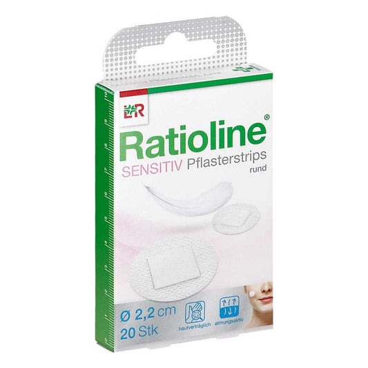 Das Produktfoto zeigt Ratioline Sensitive Pflasterstrips Rund (20 stk) PZN 01805289