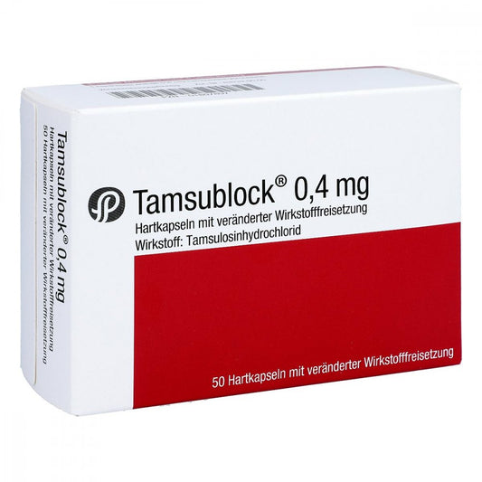 Das Produktfoto zeigt Tamsublock 0,4 Mg Hartk.M.Veränd.Wirkst.-Frs. (50 stk) PZN 01807897