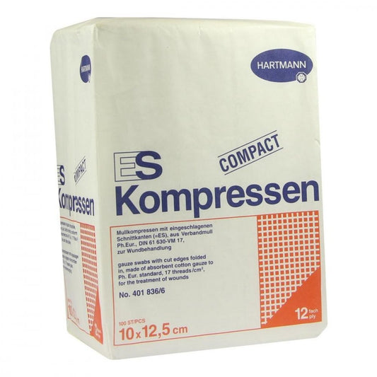 Das Produktfoto zeigt Es-Kompressen Unsteril 10x12,5 Cm 12fach (100 stk) PZN 01808974