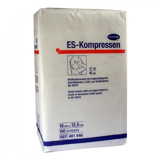 Das Produktfoto zeigt Es-Kompressen Unsteril 10x12,5 Cm 16fach (100 stk) PZN 01808980