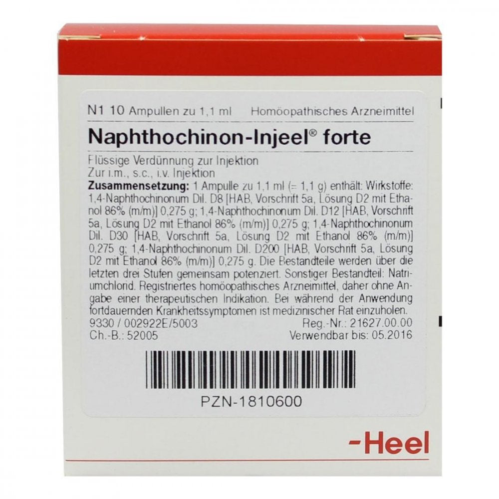 Das Produktfoto zeigt Naphthochinon Injeel Forte Ampullen (10 stk) PZN 01810600