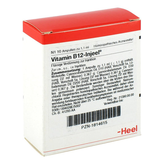Das Produktfoto zeigt Vitamin B12 Injeel Ampullen (10 stk) PZN 01814615