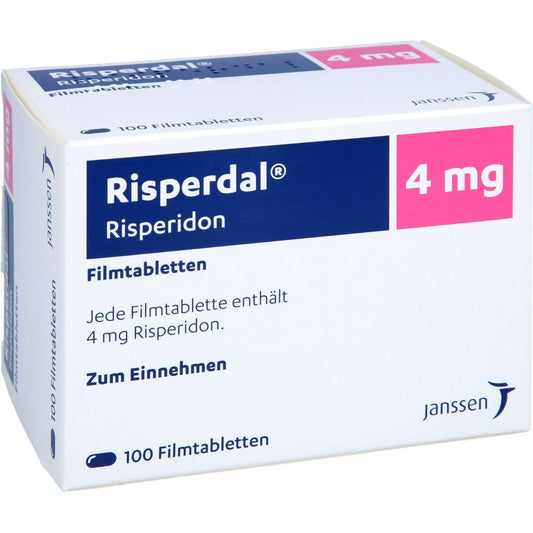 Das Produktfoto zeigt Risperdal 4 Mg Filmtabletten (100 stk) PZN 01816181