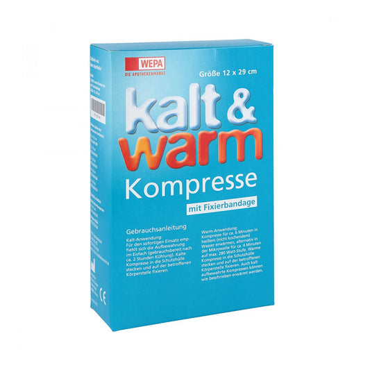 Das Produktfoto zeigt Kalt-Warm Kompresse 12x29 Cm Mit Fixierband (1 stk) PZN 01821242