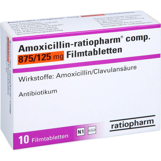Amoxicillin-Ratiopharm Comp.875mg/125mg Filmtabl. (10 stk)