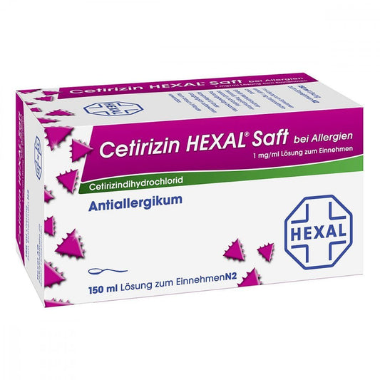 Das Produktfoto zeigt Cetirizin Hexal Saft Bei Allergien (150 ml) PZN 01830123