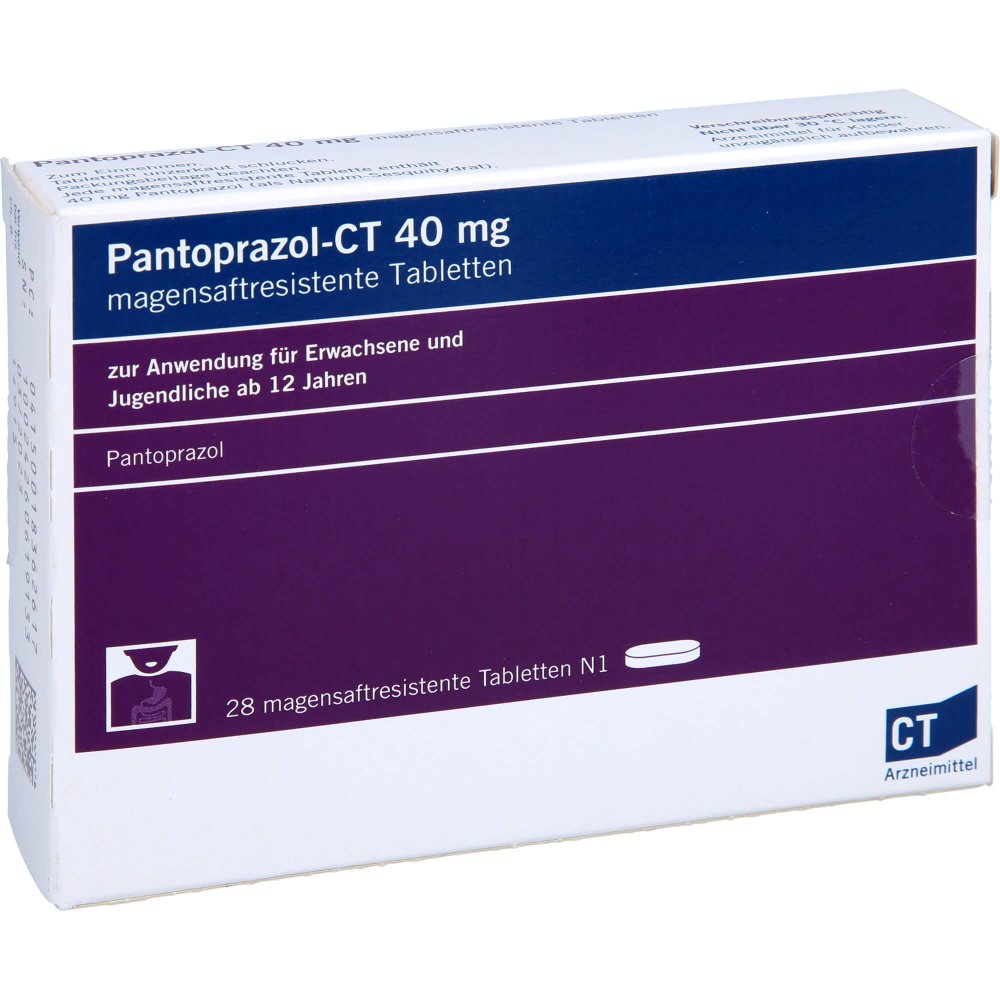 Das Produktfoto zeigt Pantoprazol-Ct 40 Mg Magensaftresistente Tabletten (28 stk) PZN 01836261