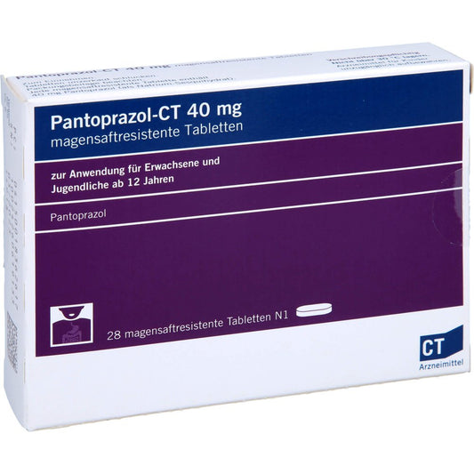 Das Produktfoto zeigt Pantoprazol-Ct 40 Mg Magensaftresistente Tabletten (28 stk) PZN 01836261