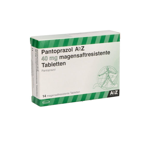 Das Produktfoto zeigt Pantoprazol Abz 40 Mg Magensaftres.Tabletten (14 stk) PZN 01841865
