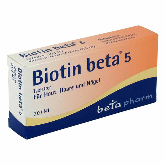 Das Produktfoto zeigt Biotin Beta 5 Tabletten (20 stk) PZN 01841919