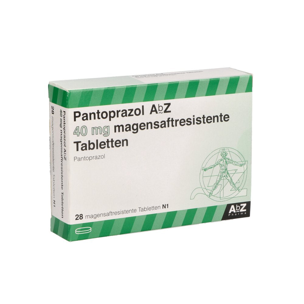 Das Produktfoto zeigt Pantoprazol Abz 40 Mg Magensaftres.Tabletten (28 stk) PZN 01841925