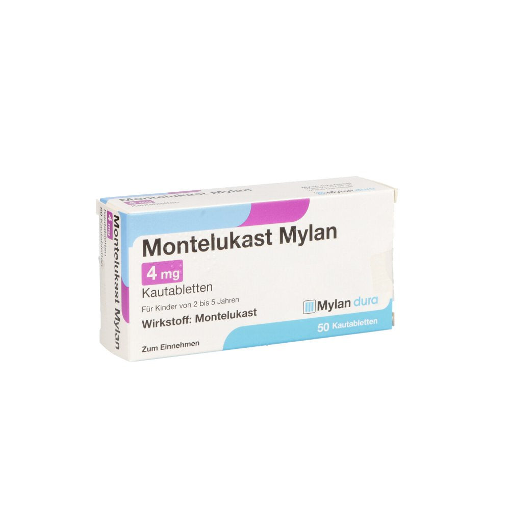 Das Produktfoto zeigt Montelukast Mylan 4 Mg Kautabletten (50 stk) PZN 01842735