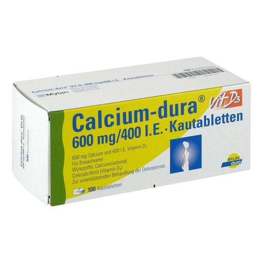 Das Produktfoto zeigt Calcium Dura Vit D3 600 Mg/400 I.E. Kautabletten (100 stk) PZN 01845745