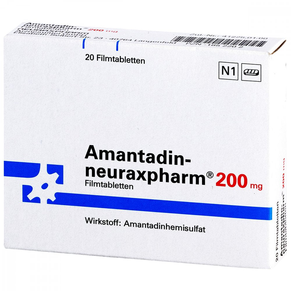 Das Produktfoto zeigt Amantadin-Neuraxpharm 200 Mg Filmtabletten (20 stk) PZN 01852202