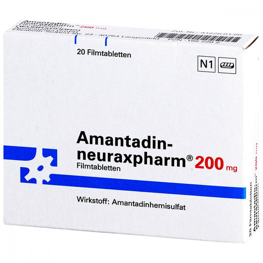 Das Produktfoto zeigt Amantadin-Neuraxpharm 200 Mg Filmtabletten (20 stk) PZN 01852202