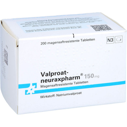 Das Produktfoto zeigt Valproat-Neuraxpharm 150 Mg Magensaftres.Tabletten (200 stk) PZN 01852254