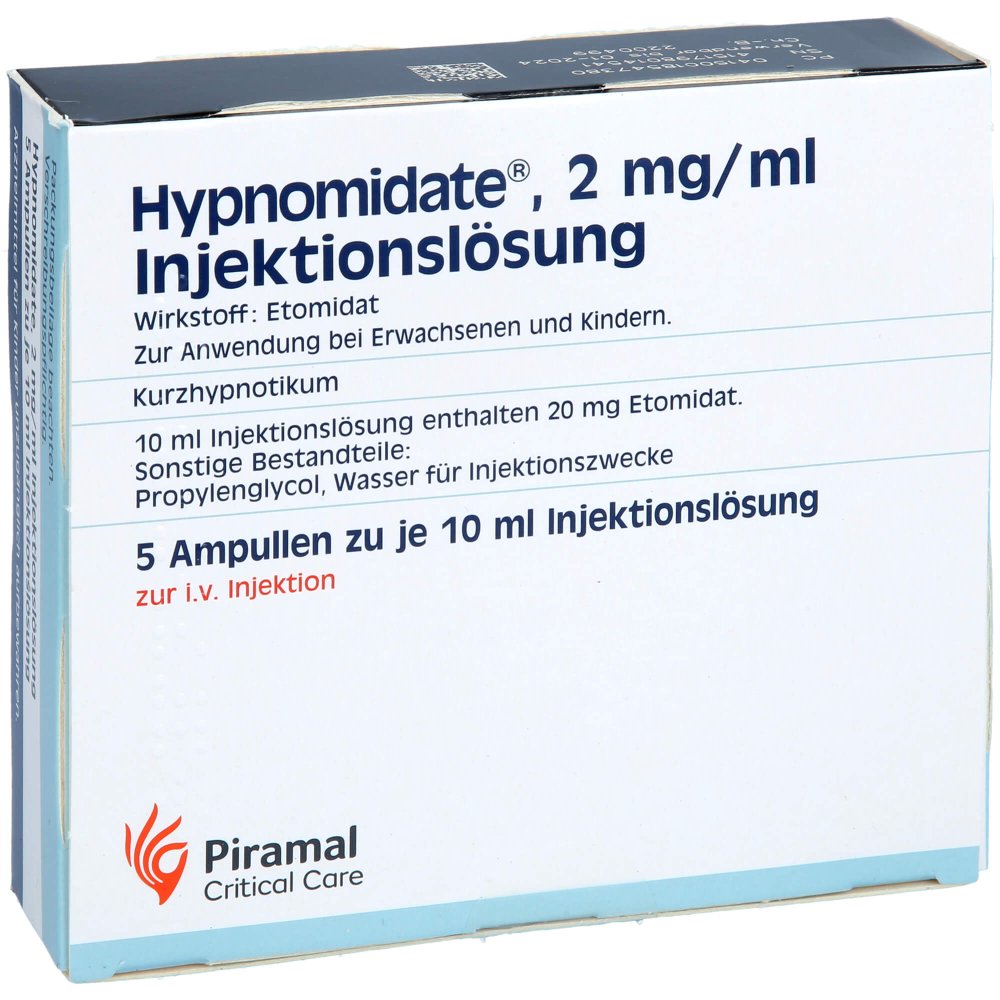 Das Produktfoto zeigt Hypnomidate 2 Mg/Ml Injektionslösung Ampullen (5X10 ml) PZN 01854738