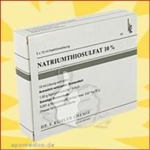 Das Produktfoto zeigt Natriumthiosulfat 10% Ampullen (5X10 ml) PZN 01864949