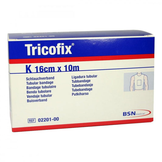 Das Produktfoto zeigt Tricofix Schlauchverband Gr.K 16 Cmx10 M (1 stk) PZN 01869007