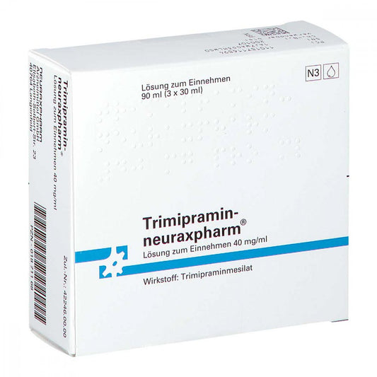 Das Produktfoto zeigt Trimipramin-Neuraxpharm Lösung Zum Einnehmen (3X30 ml) PZN 01871168