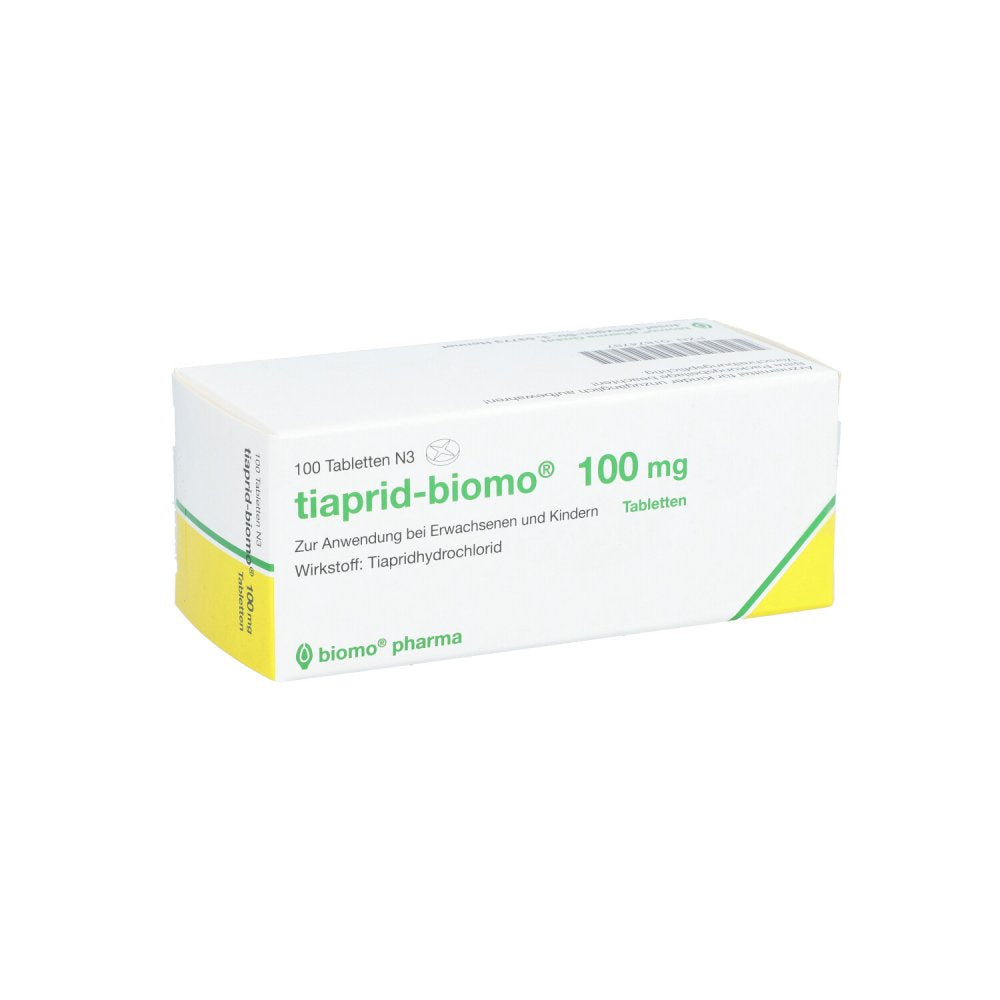 Das Produktfoto zeigt Tiaprid-Biomo 100 Mg Tabletten (100 stk) PZN 01874787