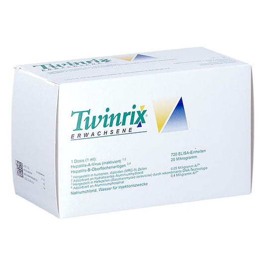 Das Produktfoto zeigt Twinrix Erwachsene Impfdosis Inj.-Sus.I.E.F-Spr. (10X1 stk) PZN 01876728