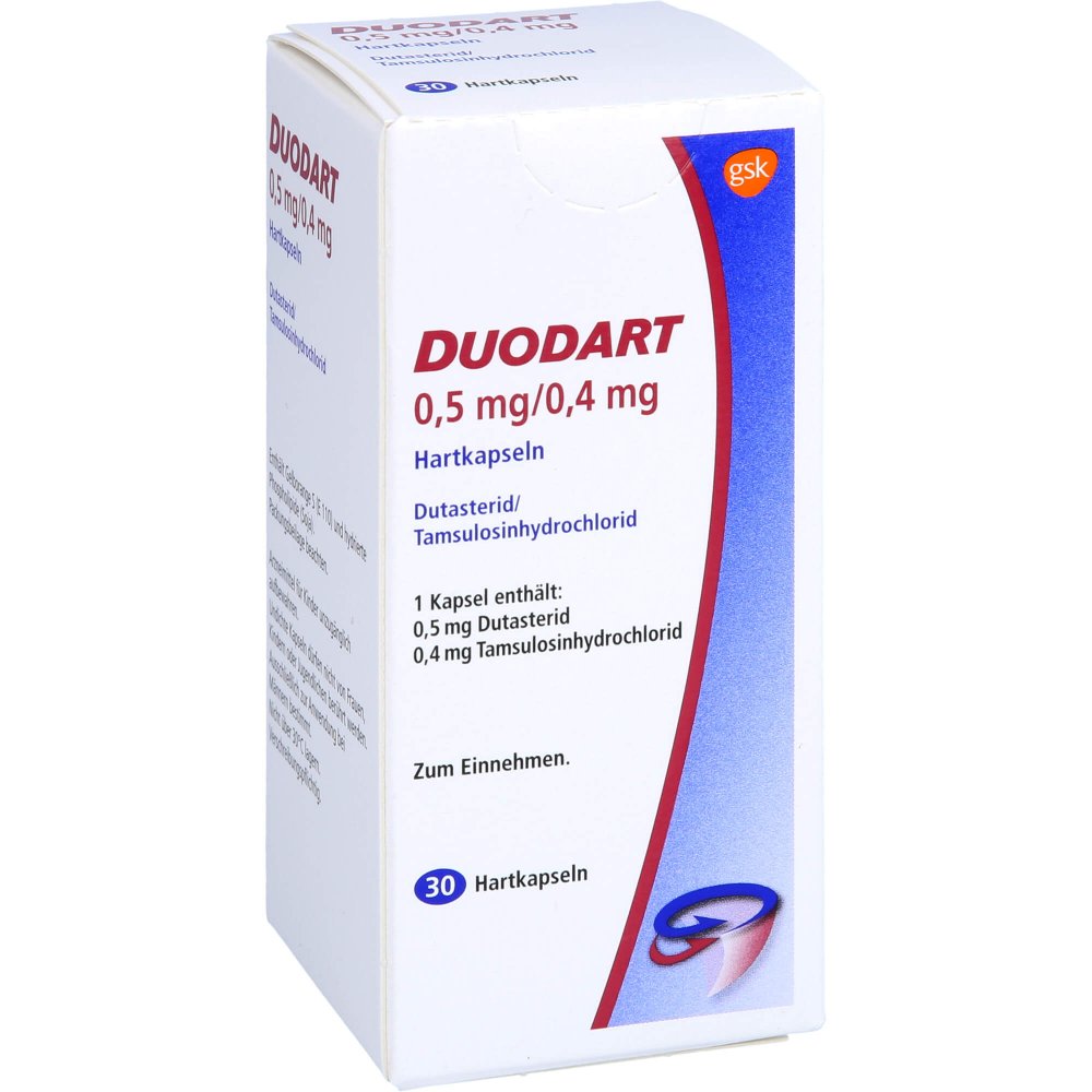 Das Produktfoto zeigt Duodart 0,5 Mg/0,4 Mg Hartkapseln (30 stk) PZN 01882640