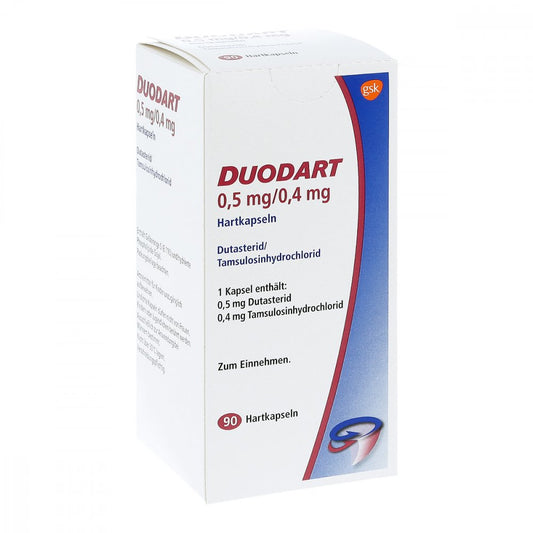Das Produktfoto zeigt Duodart 0,5 Mg/0,4 Mg Hartkapseln (90 stk) PZN 01882657