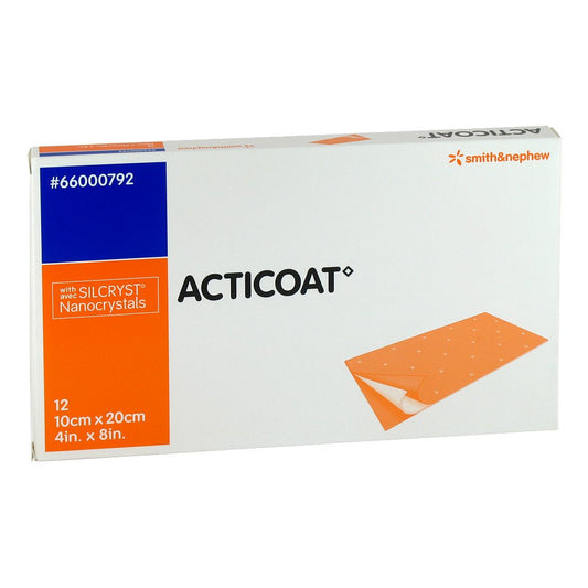 Das Produktfoto zeigt Acticoat 10x20 Cm Antimikrobielle Wundauflage (12 stk) PZN 01885667