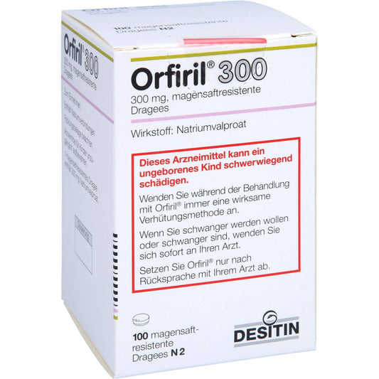 Das Produktfoto zeigt Orfiril 300 Magensaftresistente Dragees (100 stk) PZN 01887057
