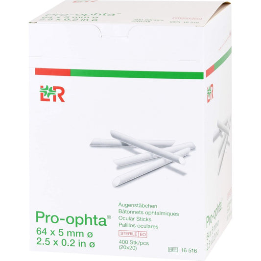 Das Produktfoto zeigt Pro-Ophta Augenstäbchen Steril (400 stk) PZN 01890734