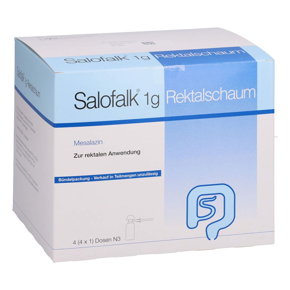 Das Produktfoto zeigt Salofalk 1 G Rektalschaum 4x14 Hub (4X80 g) PZN 01896955