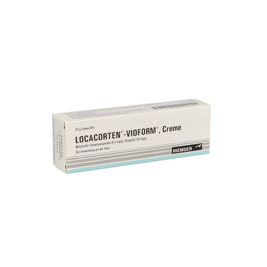 Das Produktfoto zeigt Locacorten Vioform Creme (25 g) PZN 01902124