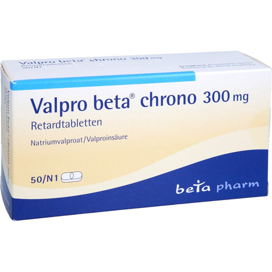 Das Produktfoto zeigt Valpro Beta Chrono 300 Mg Retardtabletten (50 stk) PZN 01907104