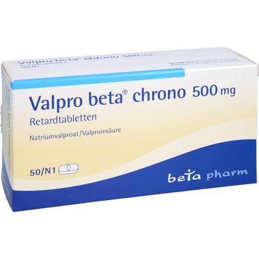 Das Produktfoto zeigt Valpro Beta Chrono 500 Mg Retardtabletten (50 stk) PZN 01907133