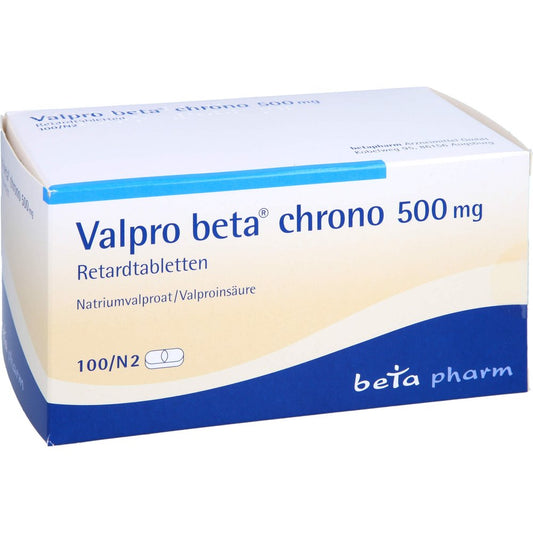 Das Produktfoto zeigt Valpro Beta Chrono 500 Mg Retardtabletten (100 stk) PZN 01907156