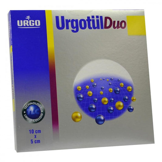 Das Produktfoto zeigt Urgotül Duo 5x10 Cm Wundgaze (10 stk) PZN 01916439