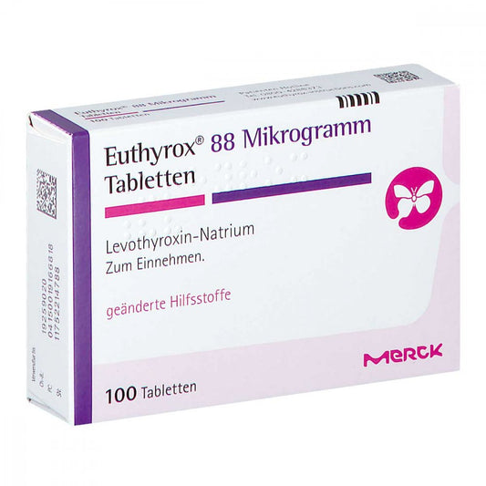 Das Produktfoto zeigt Euthyrox 88 Mikrogramm Tabletten (100 stk) PZN 01916681