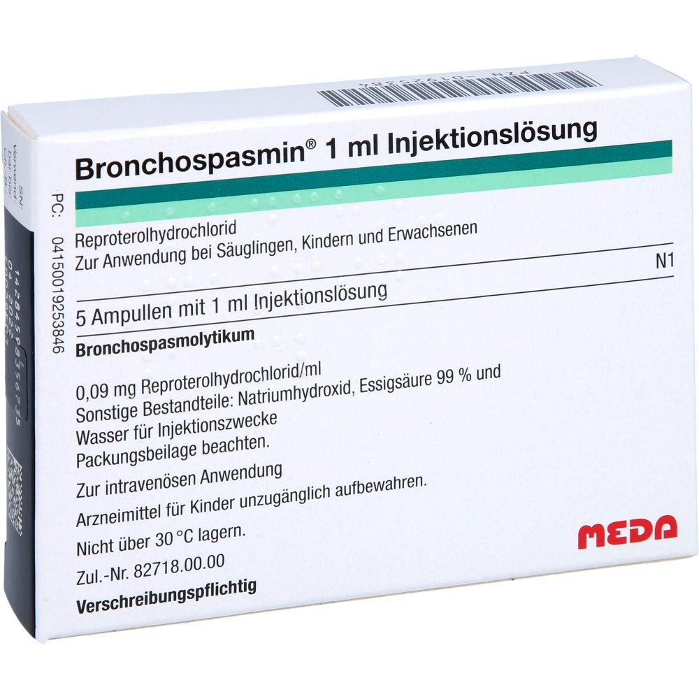 Das Produktfoto zeigt Bronchospasmin 1 Ml Injektionslösung (5X1 ml) PZN 01925384