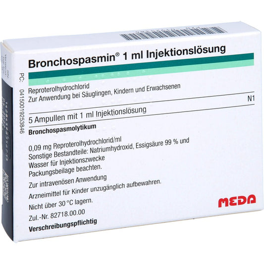 Das Produktfoto zeigt Bronchospasmin 1 Ml Injektionslösung (5X1 ml) PZN 01925384