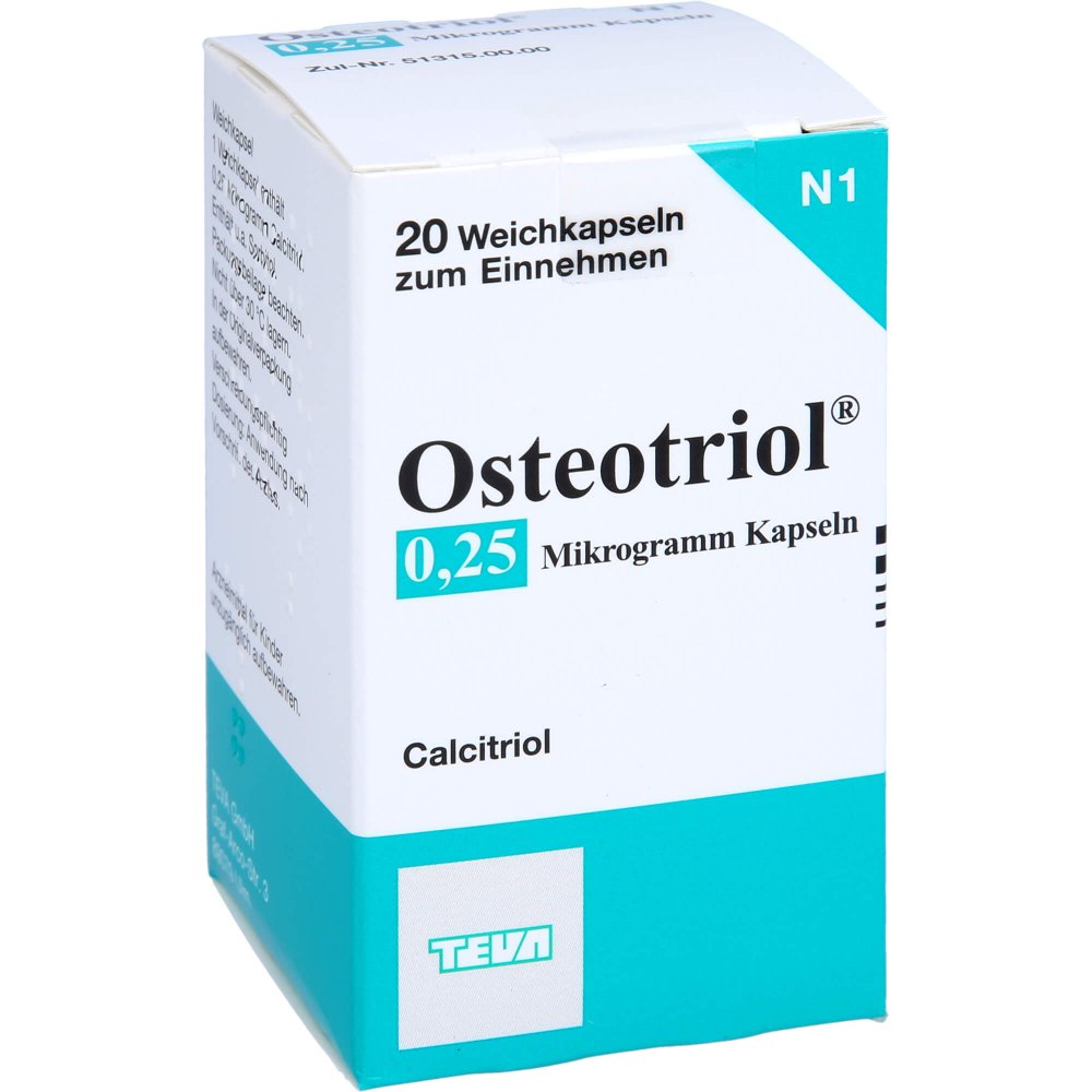 Das Produktfoto zeigt Osteotriol 0,25 Μg Kapseln (20 stk) PZN 01929519