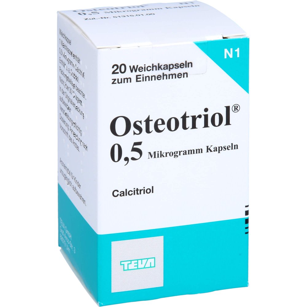 Das Produktfoto zeigt Osteotriol 0,5 Μg Kapseln (20 stk) PZN 01929548