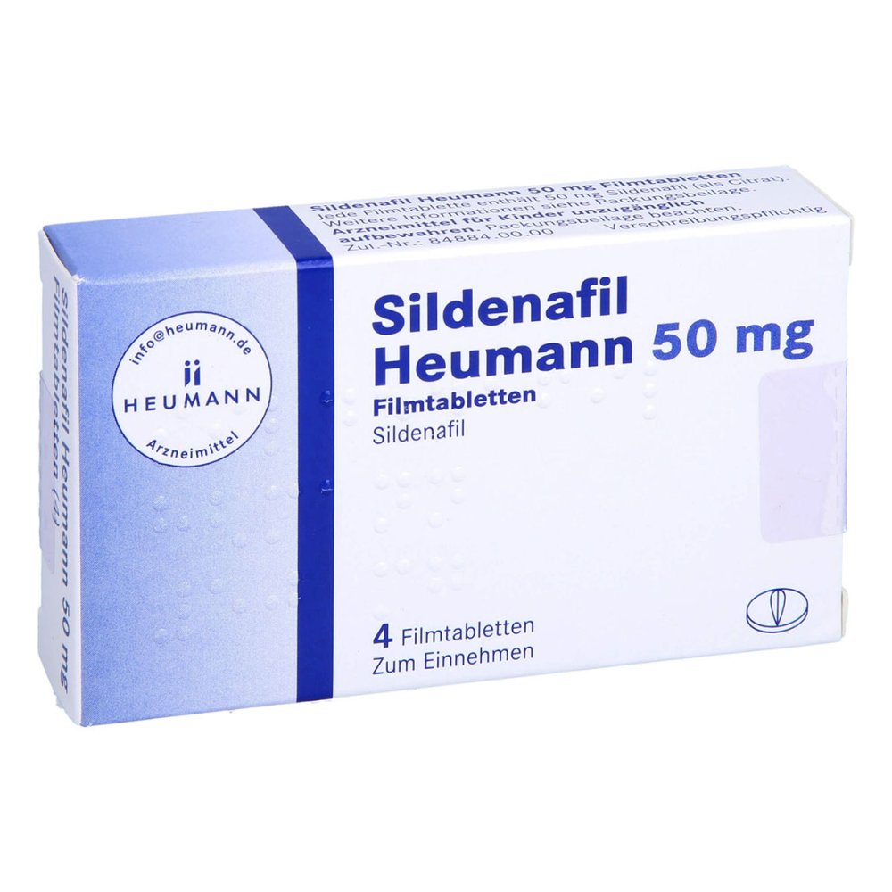 Das Produktfoto zeigt Sildenafil Heumann 50 Mg Filmtabletten (4 stk) PZN 01940225