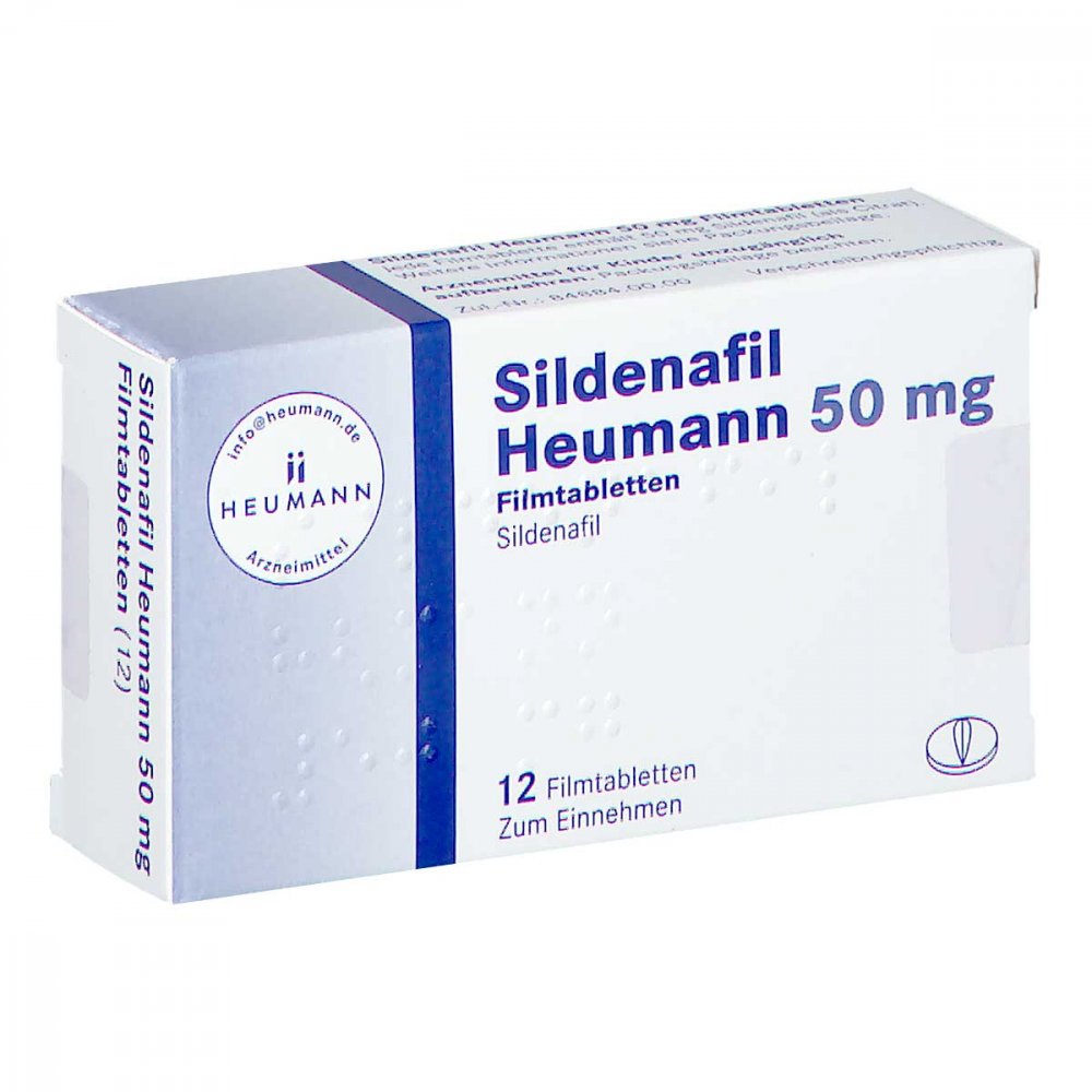 Das Produktfoto zeigt Sildenafil Heumann 50 Mg Filmtabletten (12 stk) PZN 01941408